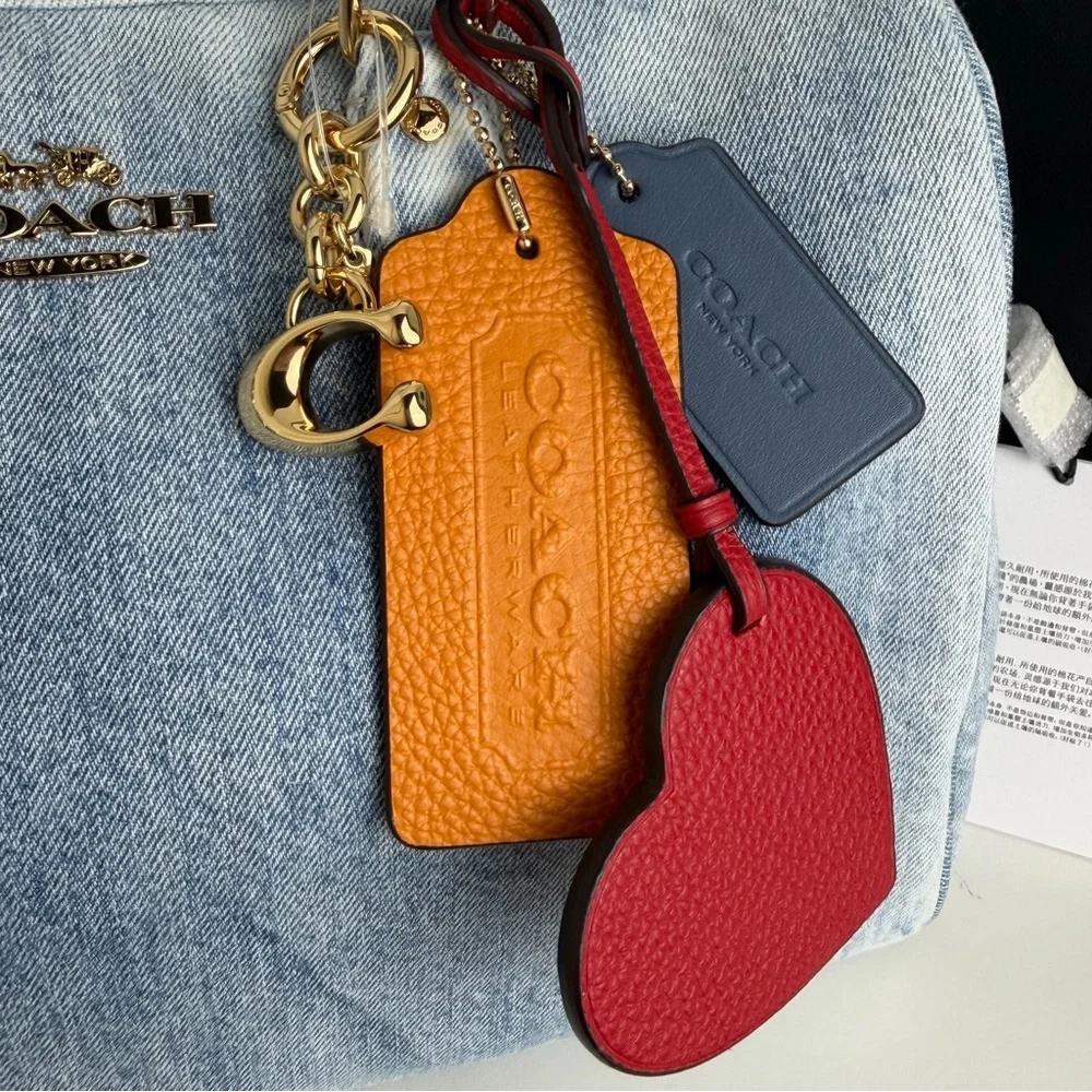 NWT Coach Rowan Large Satchel Bag In Loved Denim With Charms - Picture 7 of 15